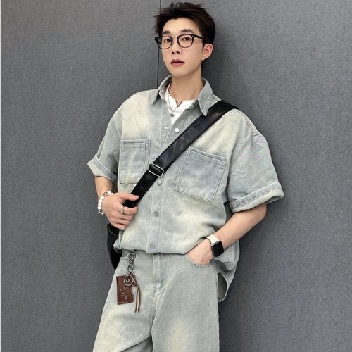 复古水洗夏季牛仔时尚套装