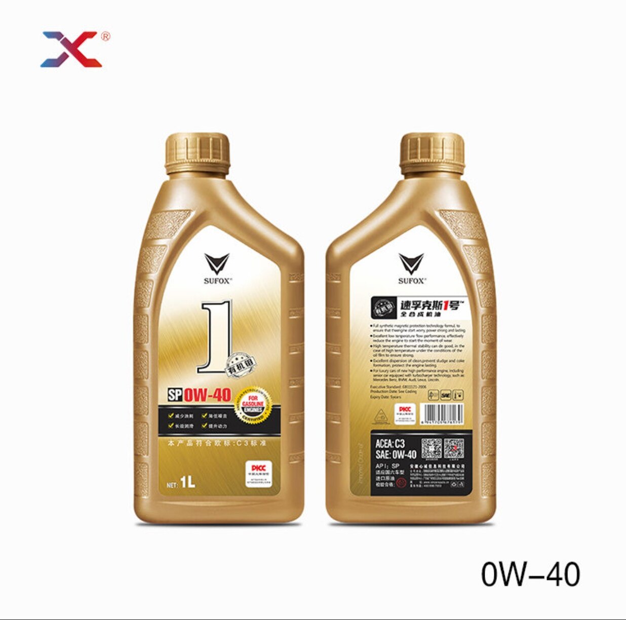 速孚克斯1号国六发动机全合成润滑油SP-0W-40容量1L*4=4升欧标C3