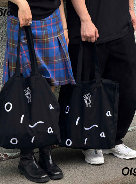 Olaola|Angel帆布包|小众ins风刺绣天使cleanfit手提托特包单肩包