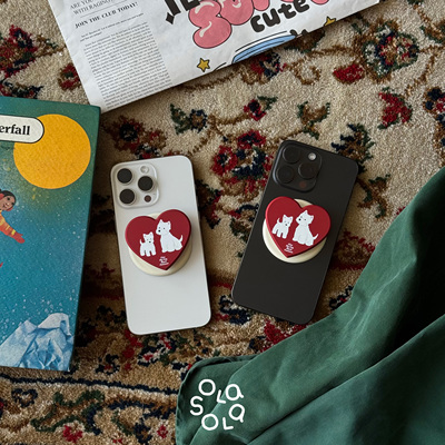 OLASOLA|西高地复古红爱心苹果magsafe气囊伸缩卡通手机磁吸支架