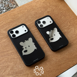 OLASOLA原创西高地狗头磨砂黑镜面磁吸手机壳适用苹果iPhone17promax简约高级感magsafe韩系全包防摔保护壳