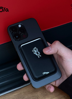 Ola ola| Angel Magsafe|高级感天使pu皮质黑色ins风苹果磁吸卡包