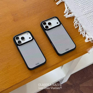 简约韩系黑白线条磁吸手机壳适用苹果iPhone17promax极简风16pro小众设计ins亚克力高级感手机保护套 OLASOLA