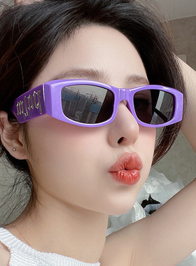 遮阳方框嘻哈风朋克女字母太阳镜