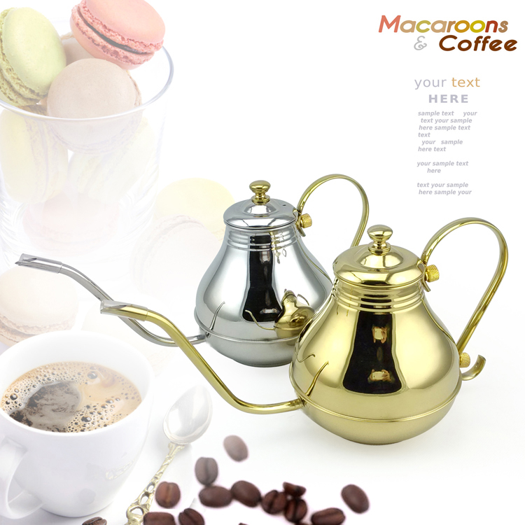 用具金色不锈钢手冲宫廷壶