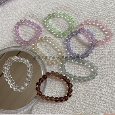 8色~10mm透色玻璃水晶珠手链手串戴着玩巨好看串珠一眼爱上单圈