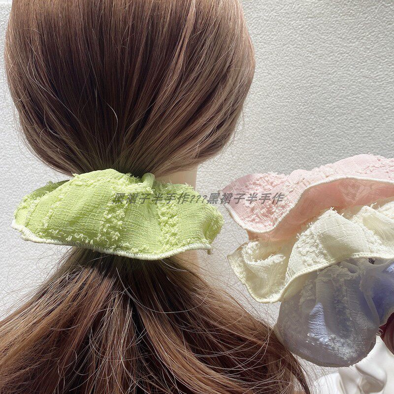 淡淡的颜色新款超素雅气质款仙女发圈带金丝大肠圈淡黄色粉色头绳