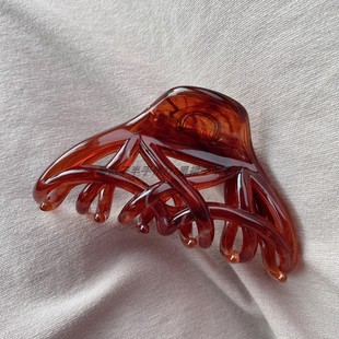 贵但是值得!质感超级棒抓力紧章小hui同款古着感法式抓夹晕染棕