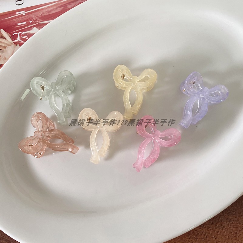 果冻色飘带蝴蝶结小抓夹