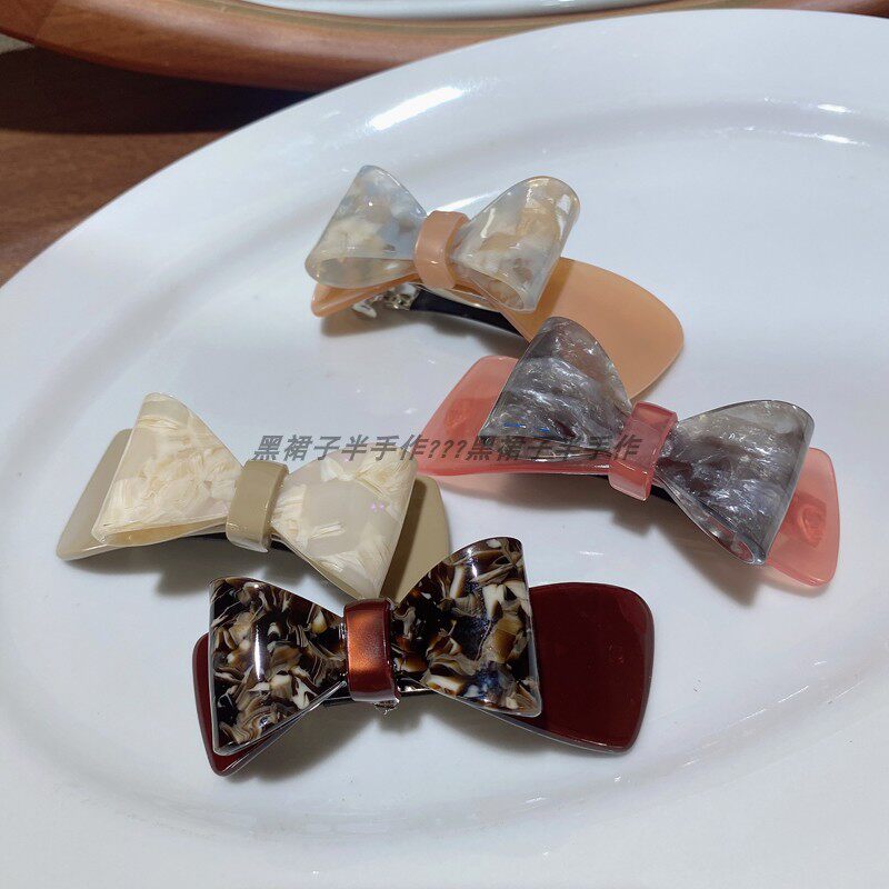 淑女气质款醋酸弹簧夹半扎发后脑勺发卡立体蝴蝶结弹夹温柔高级感