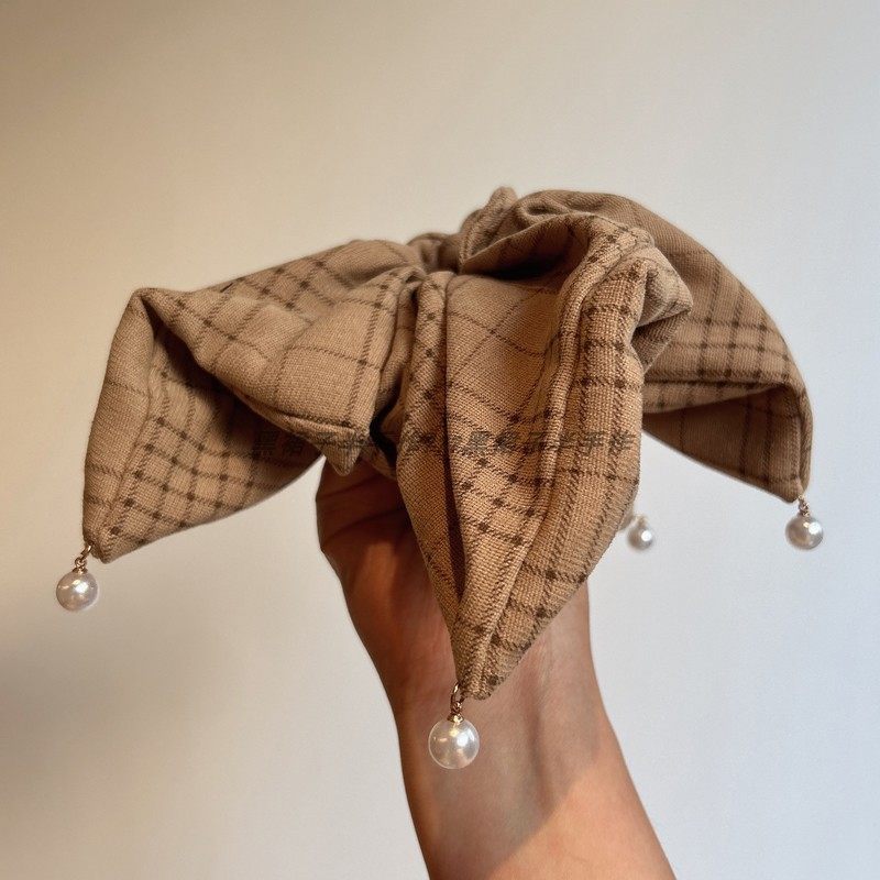 珍珠吊坠方巾发圈~新款秋冬磨毛格子风车发绳低马尾气质婉约显白,饰品/流行首饰/时尚饰品新,发饰,淘宝优惠券,粉丝福利购,淘宝优惠卷