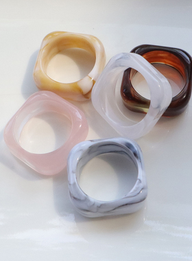 树脂冷淡风法式戒指ins博主同款