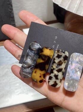 小众花色~4色深色醋酸小夹子刘海夹墨云花纹咖色深豹纹侧边压夹
