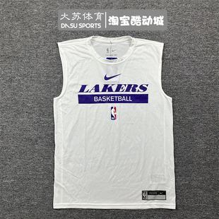 Nike/耐克男子湖人队篮球训练健身速干透气无袖背心T恤DR6771-100