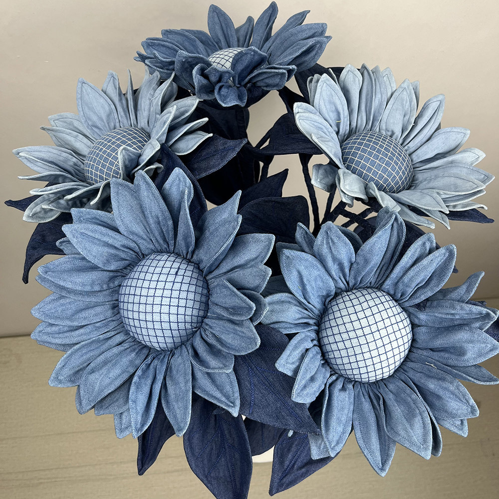 创意手工牛仔向日葵单朵花朵艺术插花摆件客厅办公室桌面装饰摆设,家居饰品,桌面摆件,淘宝优惠券,粉丝福利购,淘宝优惠卷
