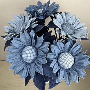 饰摆设 创意手工牛仔向日葵单朵花朵艺术插花摆件客厅办公室桌面装