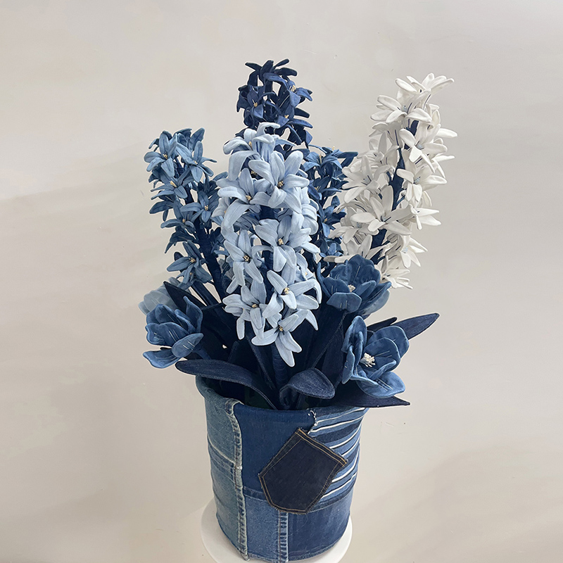 风信子手工牛仔艺术花蓝摆件开业礼品展厅陈列个性创意陈列装饰