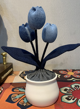 手工牛仔郁金香活性炭除臭摆件