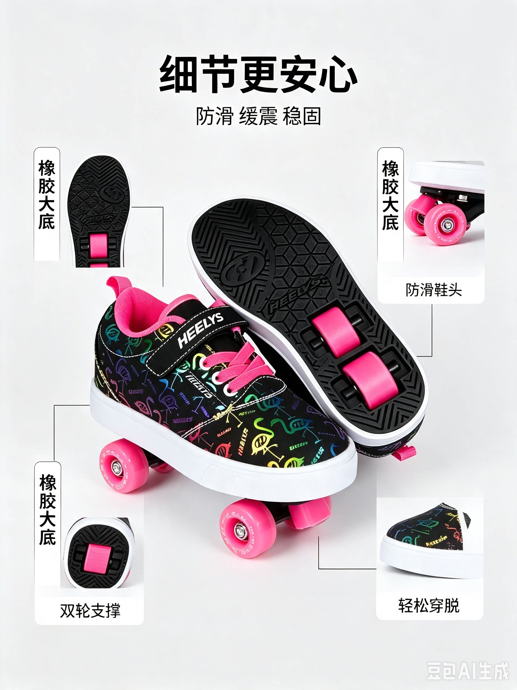 美国heelys暴走鞋女童2026新款双轮轮滑鞋儿童轮子鞋轮滑鞋秋款