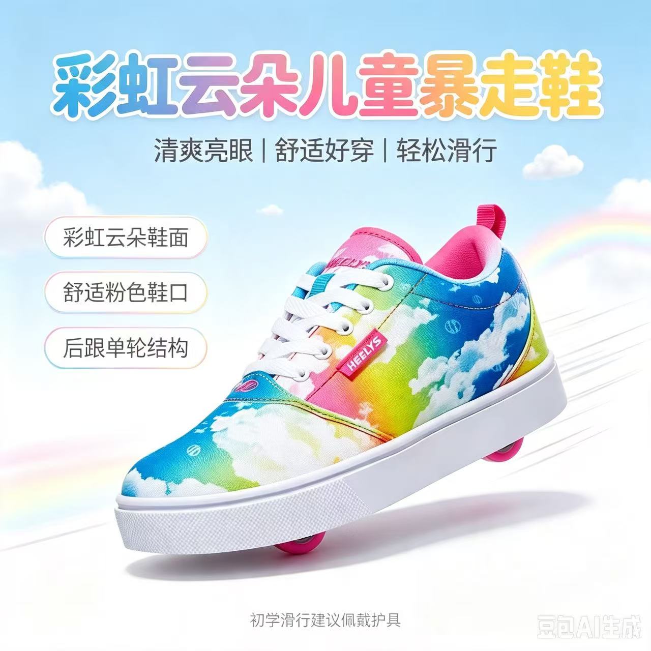 彩虹暴走鞋走路滑行两用