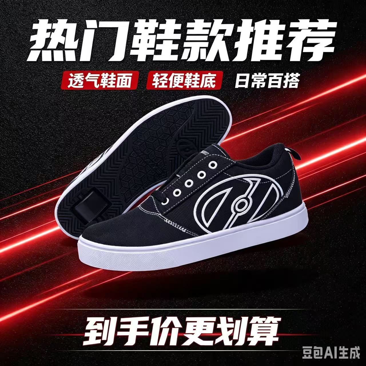 美国正品heelys男女成人暴走鞋双轮滑板鞋轻便休闲运动鞋潮流百搭
