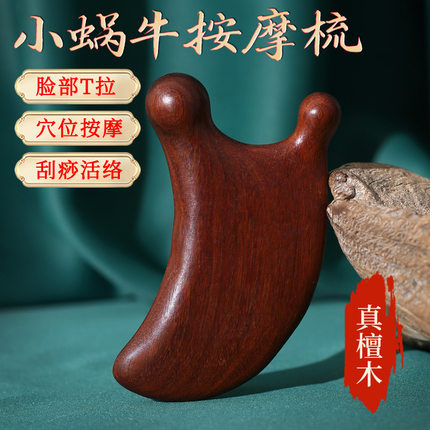 真檀木小蜗牛按摩器刮鼻器下颌线眼周按摩梳子刮痧头皮按摩经络梳