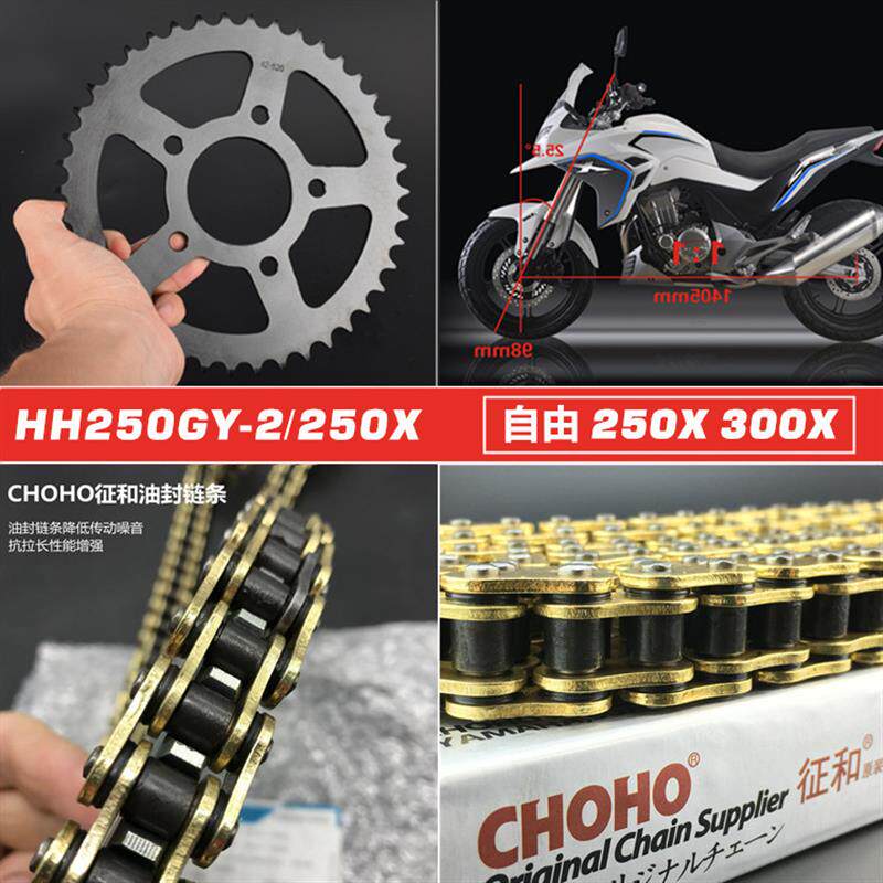 适用黄河HH250GY-2摩托车牙盘自由250X300X链轮征和油封链条