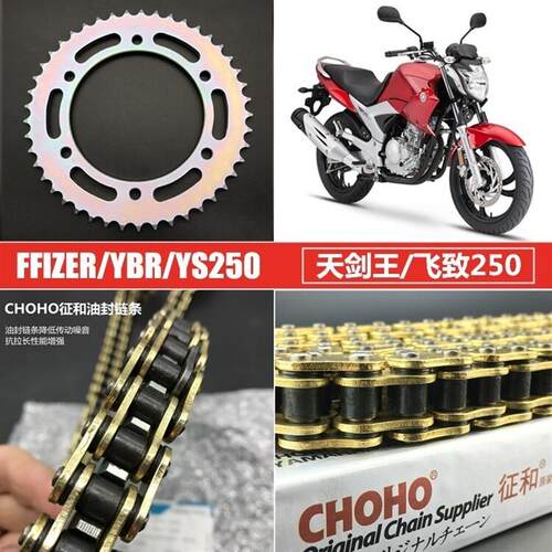 适用山叶天剑王YBR250链轮油封链条飞致YS250套炼大齿盘大1/4吋套