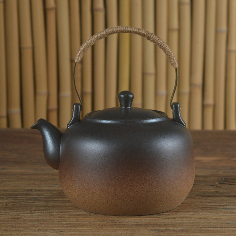 家用陶土壶功夫烧水壶窑变陶瓷茶壶提粱耐高温单个煤气明火煮茶器