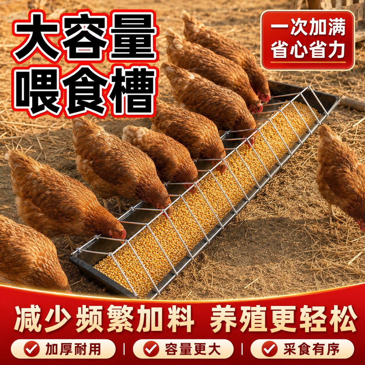 新款喂鸡食槽养鸡自动喂食器散养鸡喂鸡神器家禽防撒料槽喝水专用