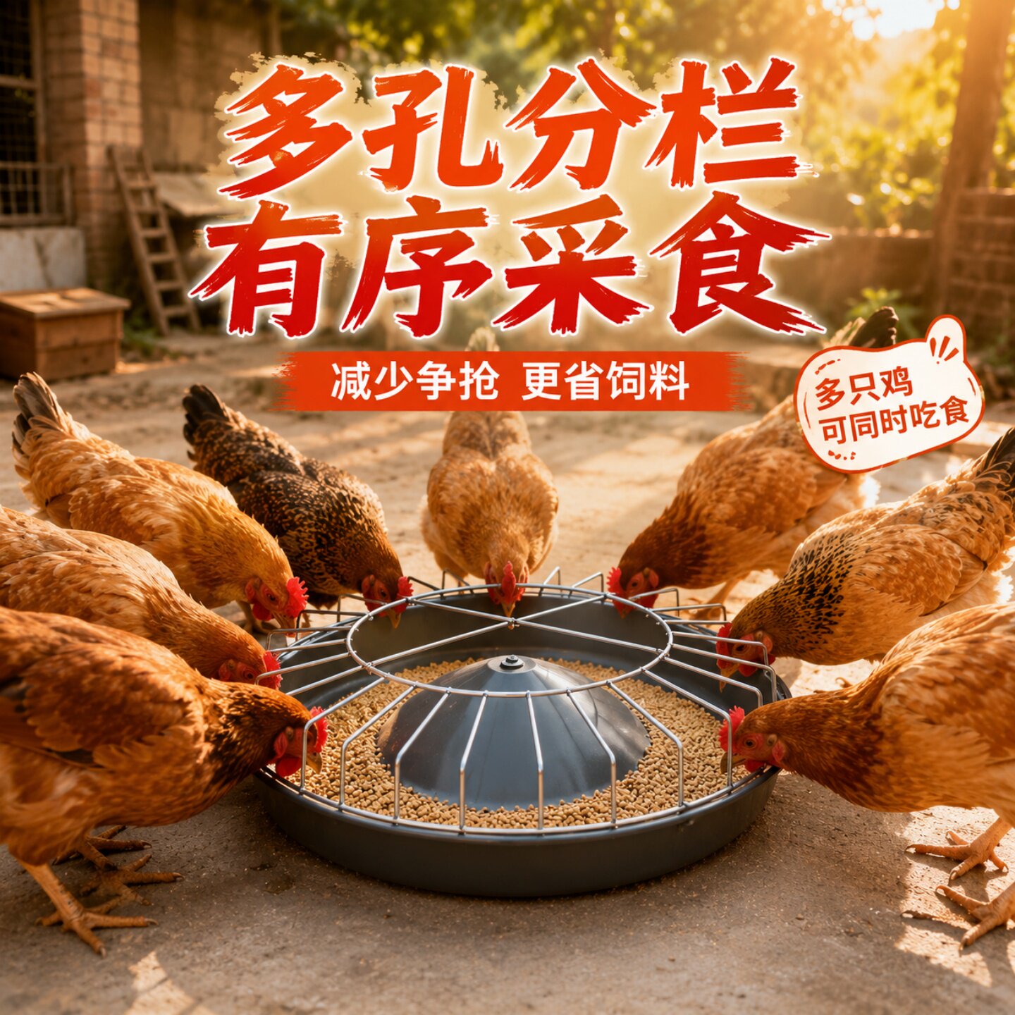 新型喂鸡食槽槽子聚丙烯喂食器防撒养防扒耐摔不打架不漏水饲料盆