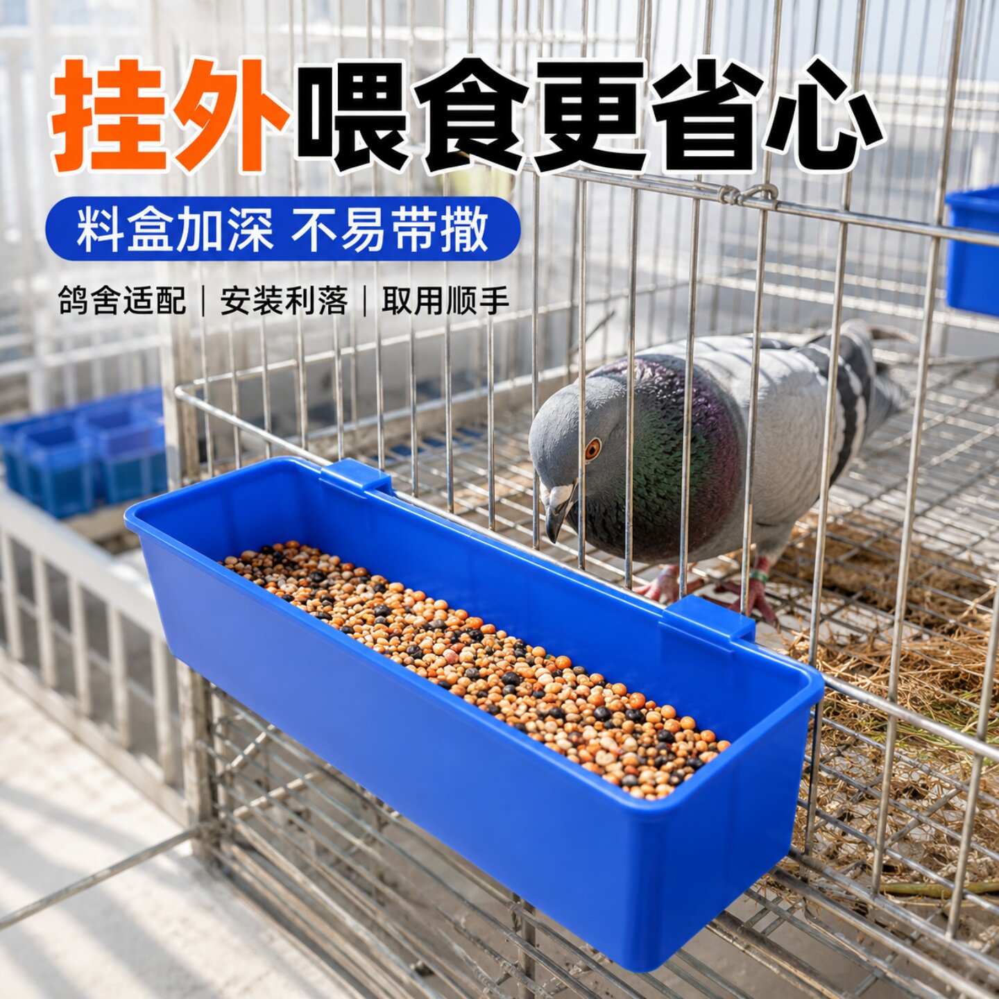鸽子食盒挂盒鸟用食盒鸽子用品用具鸡用喂食盒饲料盒喂食器挂式