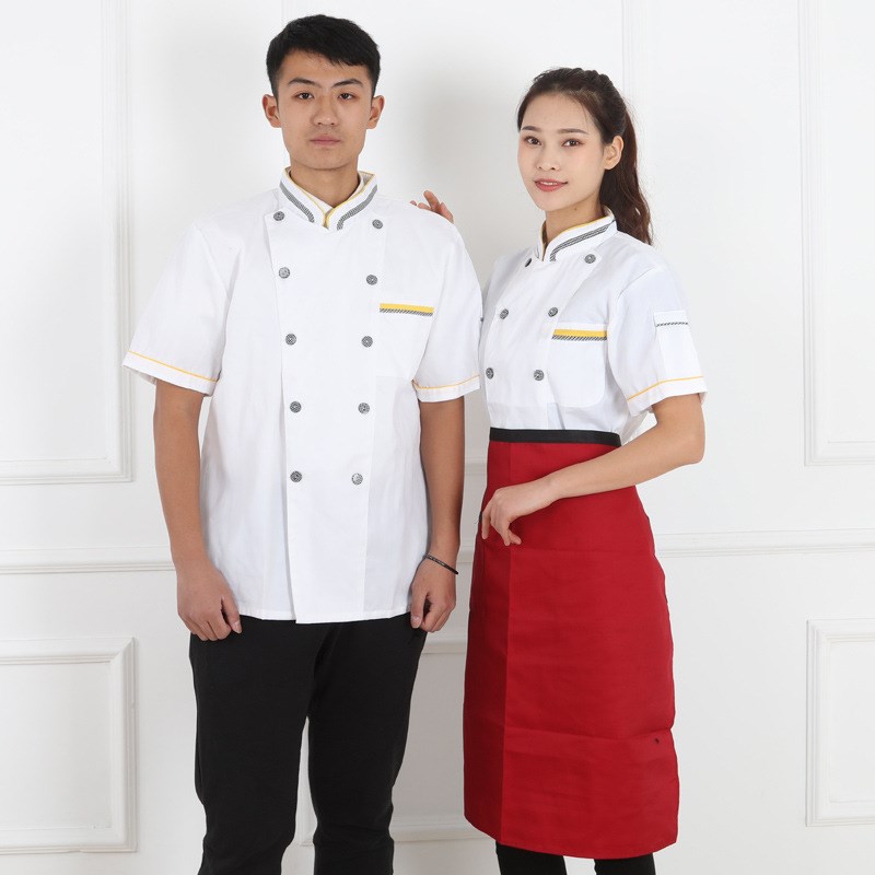厂家直销酒店厨师服定制 夏短袖饭店后厨制服厨师服装劳保工作服