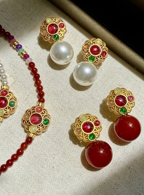 中国风玛瑙珍珠新中式项链套装