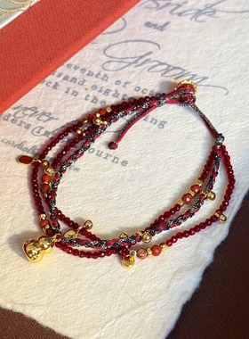 国风葫芦复古新年串珠手链女红色