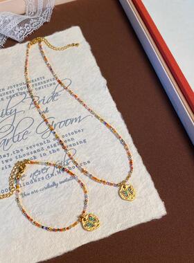 复古珐琅彩小蝴蝶细项链锁骨链