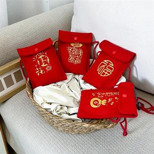 儿童包2024新款红色拜年红包宝宝可爱新年福袋女童新年零钱斜挎包
