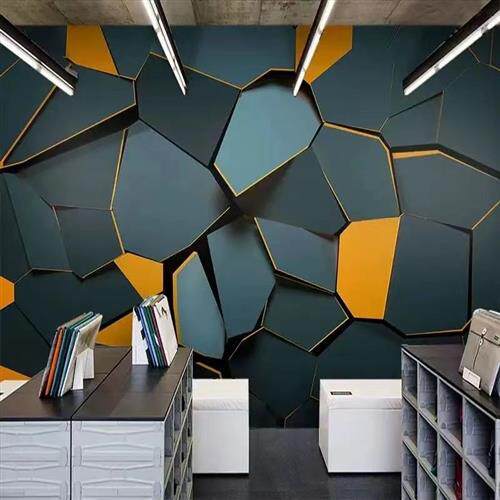 3D立体感视觉工业风墙纸办公室壁纸直播高清背景墙沙发餐厅壁画