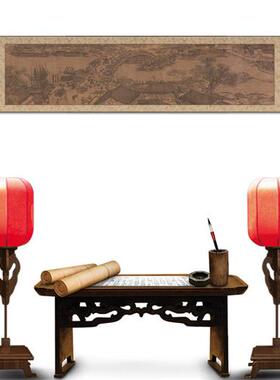 F2CZ千里江山图清明上河图富春山居图古画横幅客厅装饰字画卷轴挂