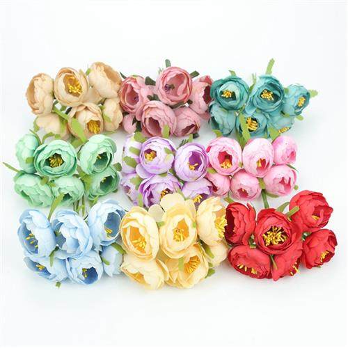 热销仿真欧式复古玫瑰花苞立体山茶花 diy婚庆装饰材料新娘手捧花