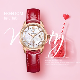 上海钻石手表女机械表自动腕表夜光国表少女表学生表女表