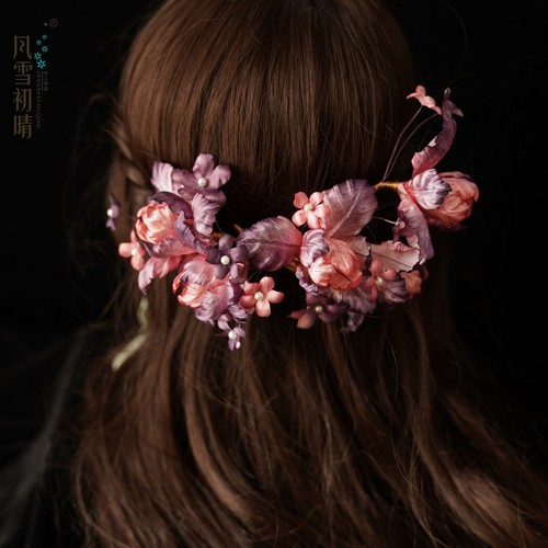 f风雪初晴   紫云依依发夹手工汉服百搭复古风超仙配