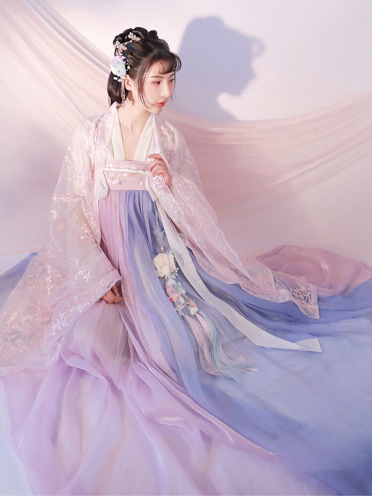 汉服女正品原创成人中国风仙气飘逸齐腰齐胸襦裙古风古装演出全套