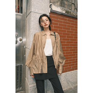 可调节收腰莱赛尔衬衫 ODTD26春夏新款 翻领休闲宽松 设计师女装