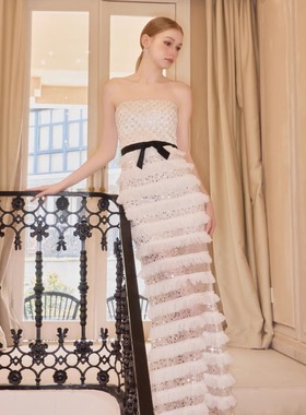 Wardrobes by chen2025SS 闪闪亮片烫钻抹胸⻥尾连⾐裙礼服晚礼服