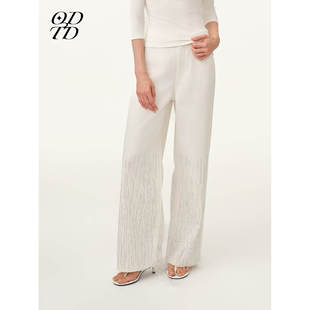 牛仔裤 ODTD26春夏满天星烫钻牛仔直筒长裤 休闲 设计师女装 现货