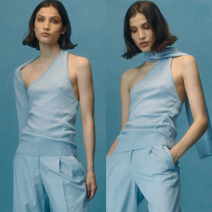 不对称两穿针织衫 Esber Christopher 单肩斜领设计感 清货折S