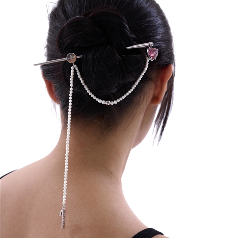 买手店NanaX × FOURTRY爱心锆石贝珠串珠发簪设计师2J新款