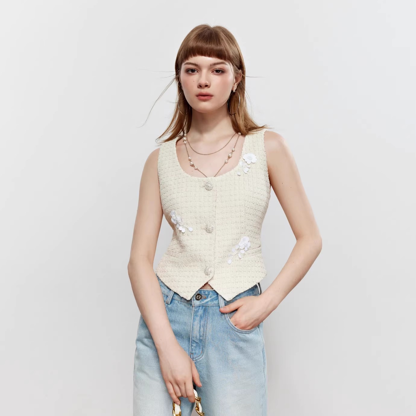 ROCHAROMA2025秋冬 亮片花马甲