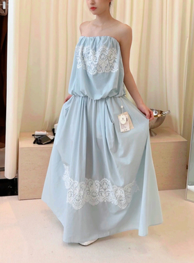 NONETONE Stitched Elegy缀影挽歌绣花抹胸花苞碎褶连衣裙